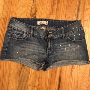 Distressed jean shorts